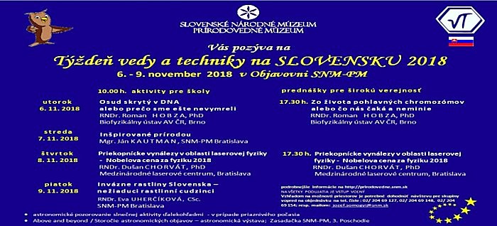 Týždeň vedy a techniky na Slovensku 2018 v SNM-PM